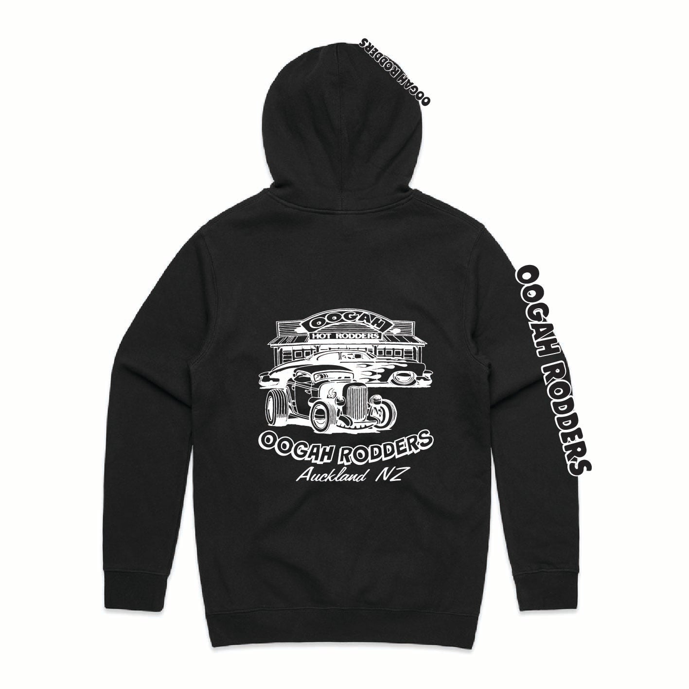 Oogah Rodders Black Hoodie - White Print