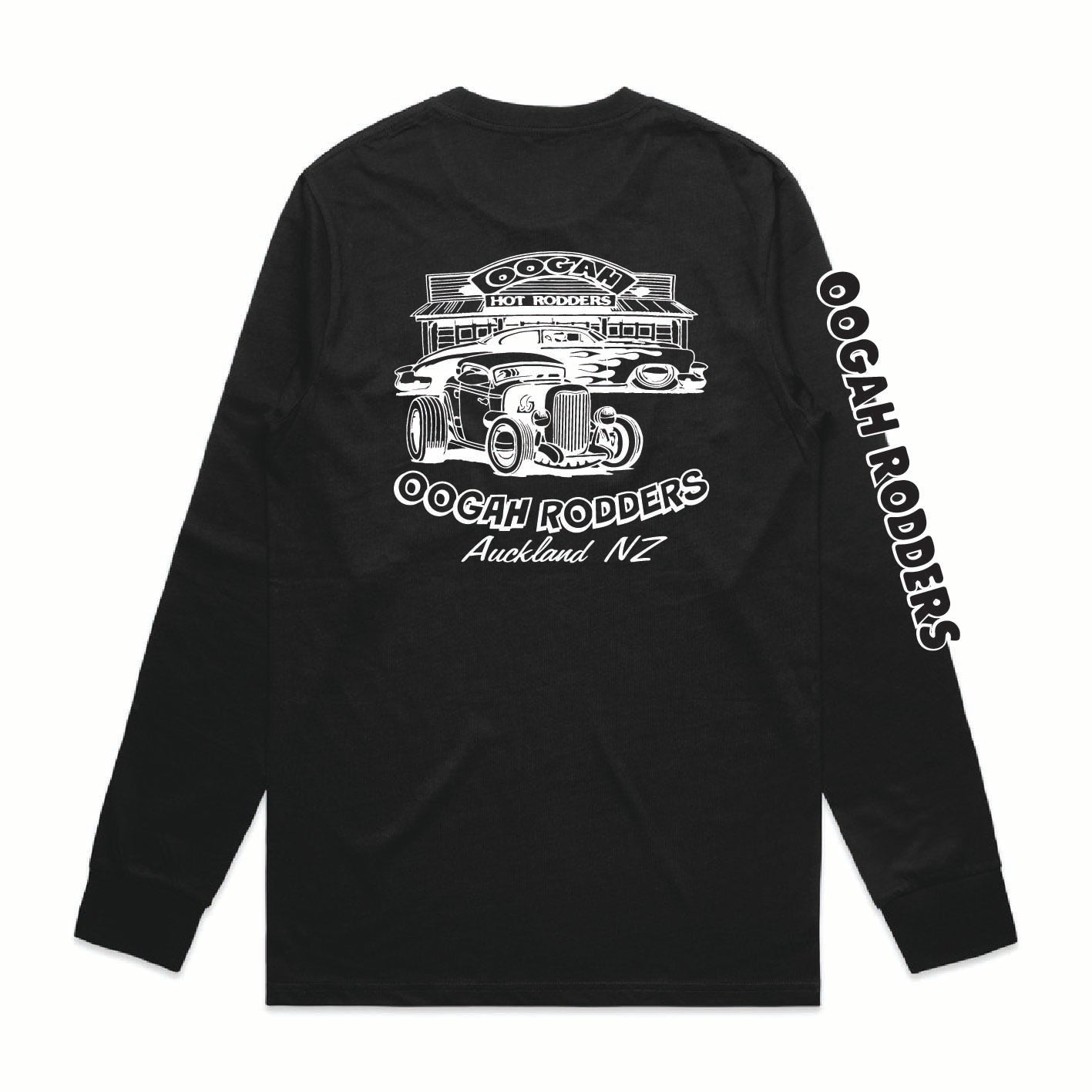 Oogah Rodders Black Long Sleeve Tee - White Print