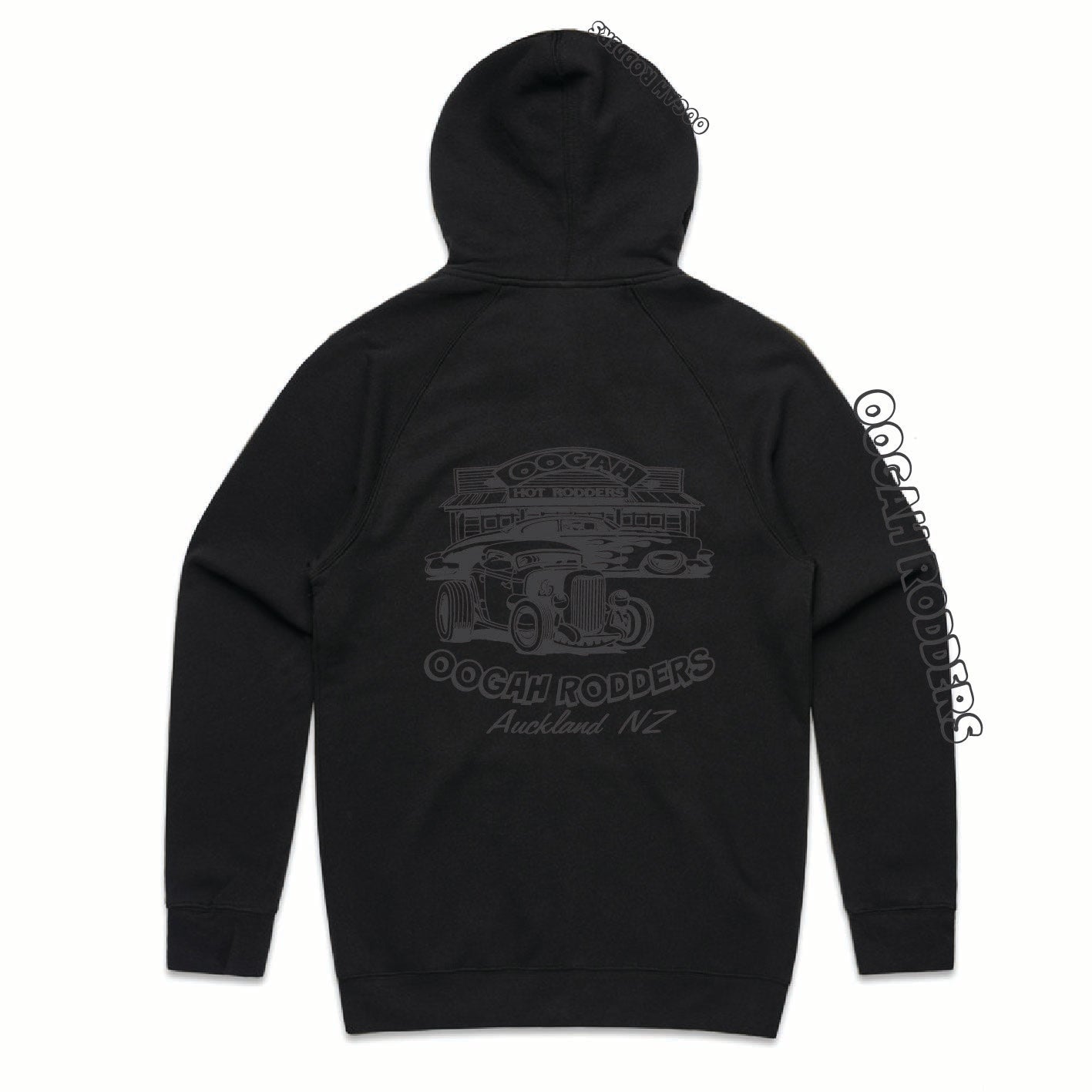 Oogah Rodders Black Full Zip Hoodie - Black Print