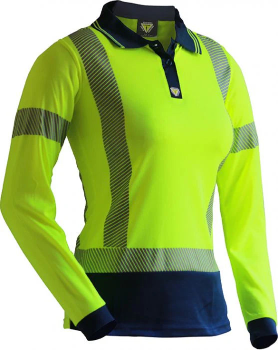 Caution Women's Hi Vis Day Night LS Micro Fibre Polo - PCP1235