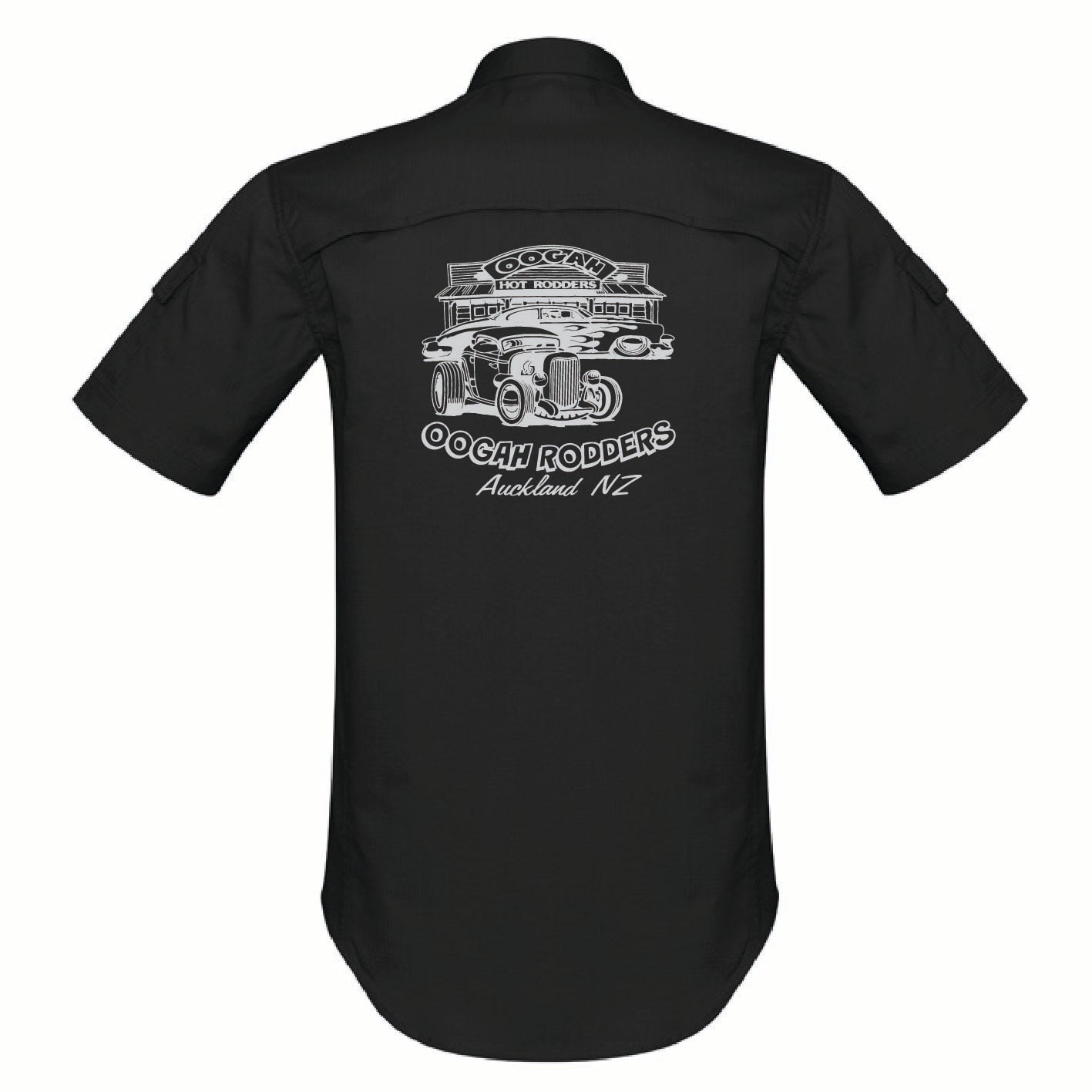 Oogah Rodders Black Button Up Shirt - Silver Embroidery - OOGAH002