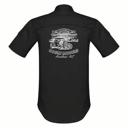 Oogah Rodders Black Button Up Shirt - Silver Embroidery - OOGAH002