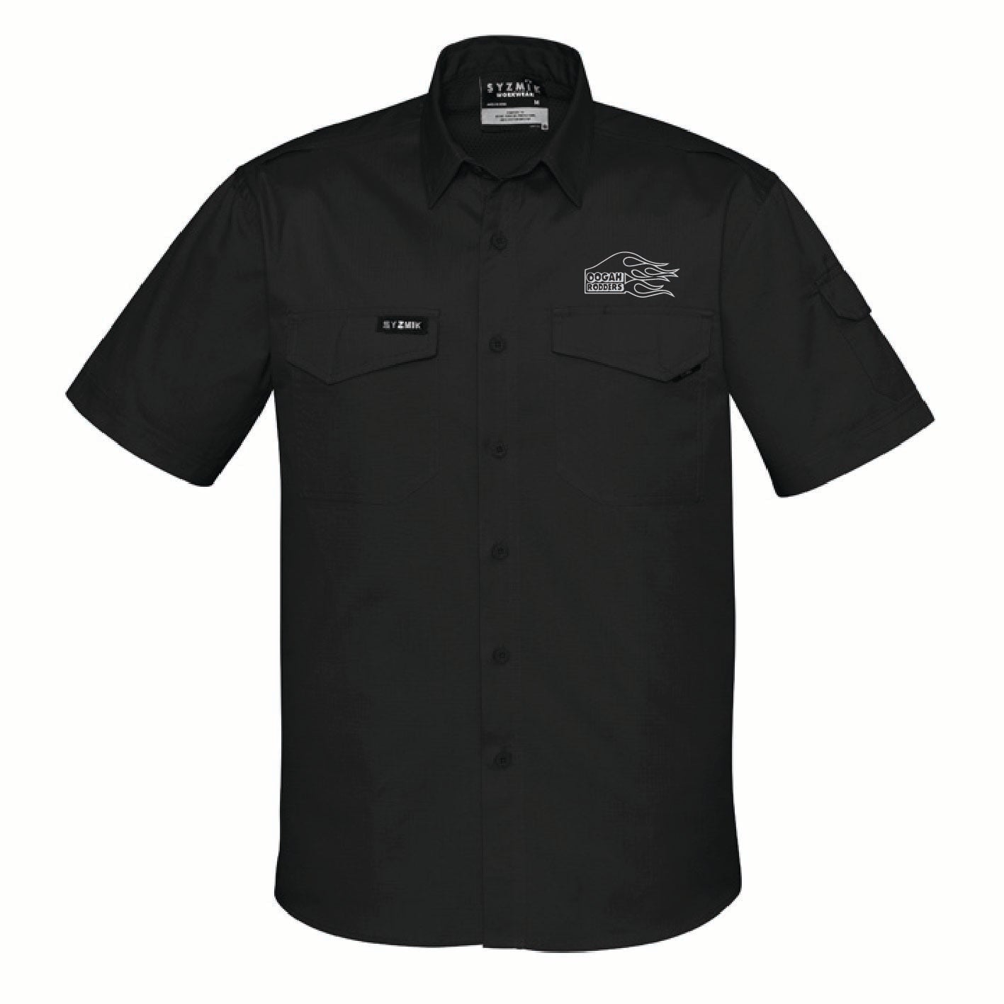 Oogah Rodders Black Button Up Shirt - Silver Embroidery - OOGAH002