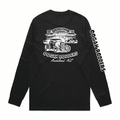Oogah Rodders Black Long Sleeve Tee - White Print