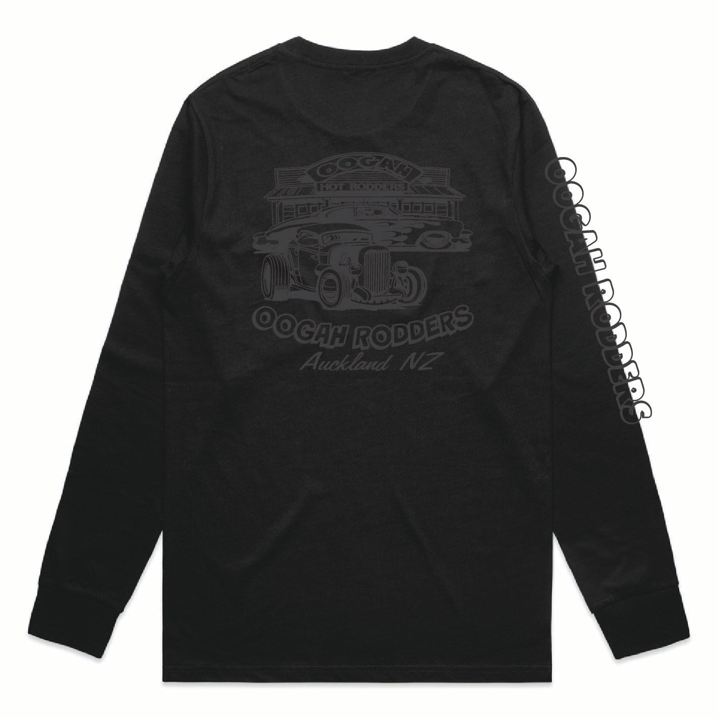 Oogah Rodders Black Long Sleeve Tee - Black Print