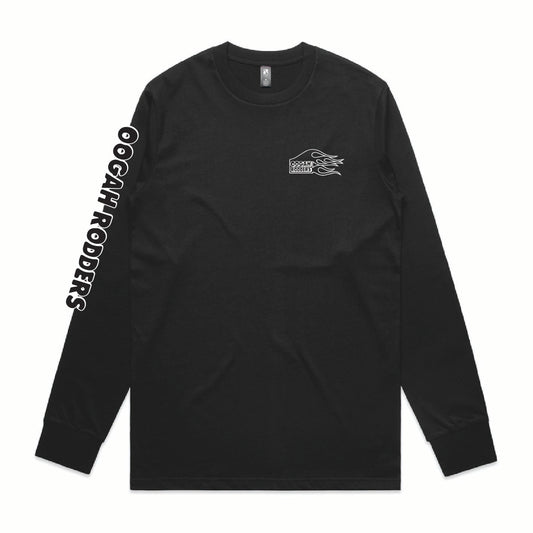 Oogah Rodders Black Long Sleeve Tee - White Print
