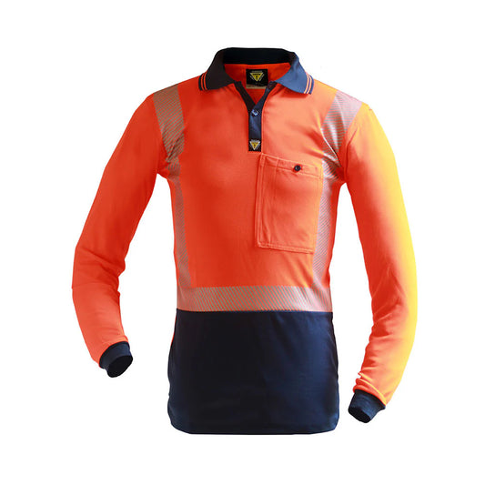 Caution Hi Vis Segmented Taped Micro Fibre LS Polo - PCP1233