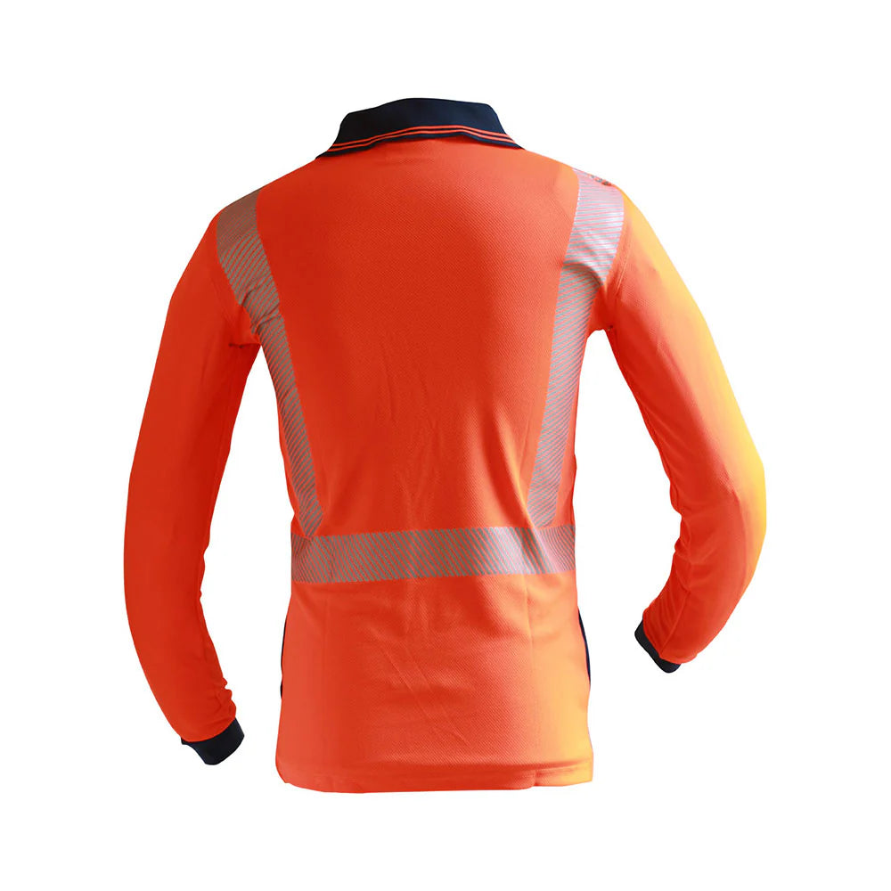 Caution Hi Vis Segmented Taped Micro Fibre LS Polo - PCP1233