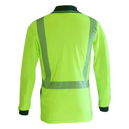 Caution Hi Vis Segmented Taped Micro Fibre LS Polo - PCP1233