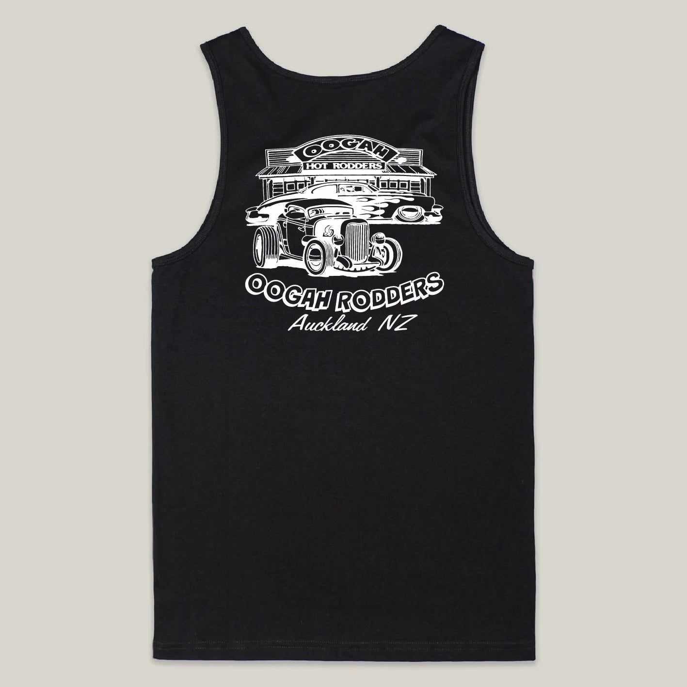 Oogah Rodders Black Singlet - White print