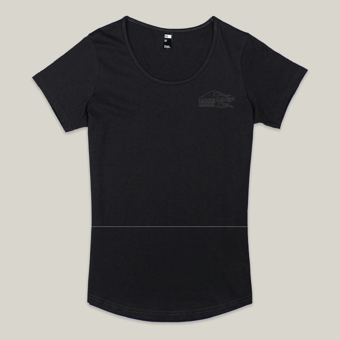 Oogah Rodders Womens Black Tee - Black print - OOGAH001