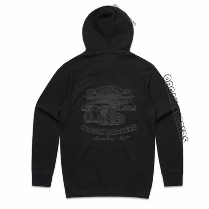 Oogah Rodders Black Full Zip Hoodie - Black Print
