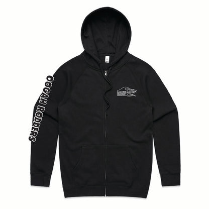 Oogah Rodders Black Full Zip Hoodie - White Print