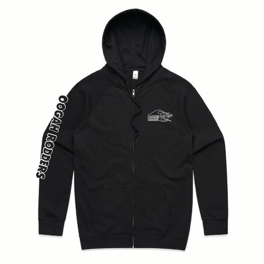 Oogah Rodders Black Full Zip Hoodie - White Print