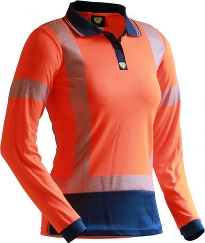 Caution Women's Hi Vis Day Night LS Micro Fibre Polo - PCP1235