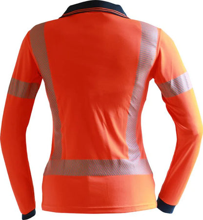 Caution Women's Hi Vis Day Night LS Micro Fibre Polo - PCP1235